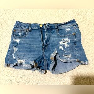 American Eagle Hi Rise Shortie Jean Shorts